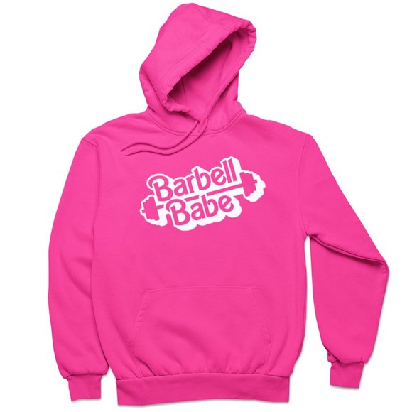 Tops - 🆕Barbell Babe Pink Fleece Pullover Hoodie Sweatshirt